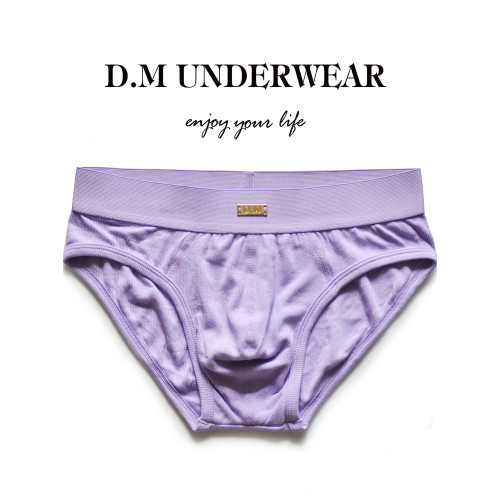 D.M男內褲寬腰純色人棉金屬標簡約 莫代爾柔軟透氣三角褲基礎打底