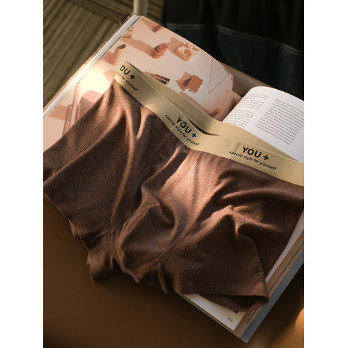 維姆工作室 美拉德無痕撞色磨毛內褲男款平角男士四角男生秋冬款