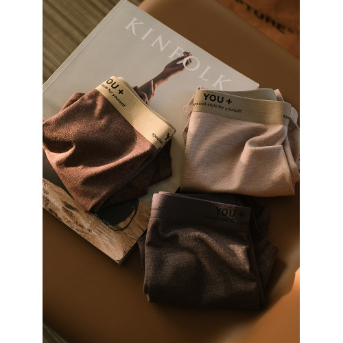 維姆工作室 美拉德無痕撞色磨毛內褲男款平角男士四角男生秋冬款