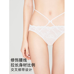 3條98元好奇蜜斯性感超薄蕾絲低腰三角內褲女抗菌純棉襠純欲舒適