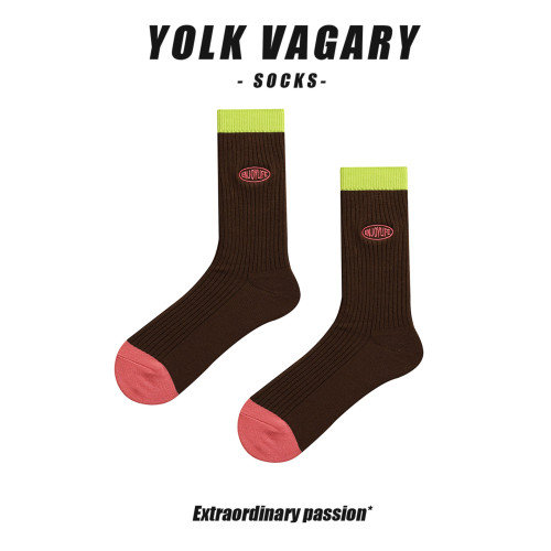 yolkvagary韓版秋冬中襪子女筒潮復古網紅堆堆襪長款襪純棉小衆潮 yolkvagary韓版秋冬中襪子女筒潮復古網紅堆堆襪長款襪純棉小衆潮