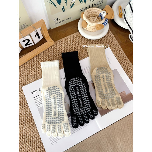 瑜珈襪子防滑專業女普拉提防滑襪秋冬咖系中筒襪五指襪健身運動襪 瑜珈襪子防滑專業女普拉提防滑襪秋冬咖系中筒襪五指襪健身運動襪