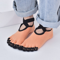 瑜珈五指襪潮專業防滑透氣分腳趾襪普拉提襪高彈交叉松緊帶運動襪