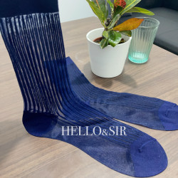 HELLO&SIR 新款超薄透氣款條紋純色黑絲襪中筒正裝商務系列絲襪男