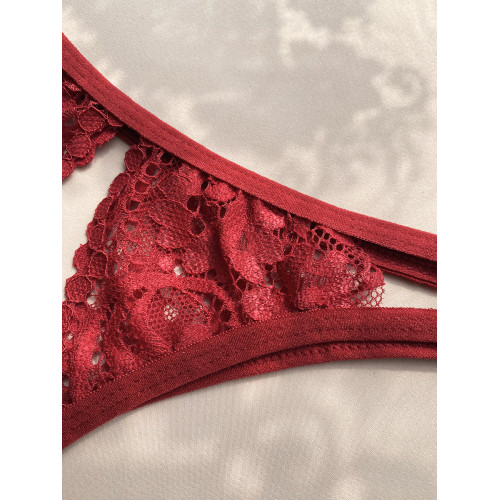 法式蕾絲花邊綁帶開襠內褲本命年紅色性感誘惑丁字褲火辣T褲全透 法式蕾絲花邊綁帶開襠內褲本命年紅色性感誘惑丁字褲火辣T褲全透