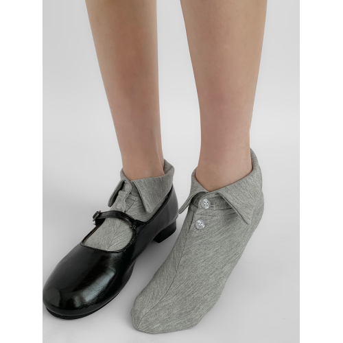 夜間教習室小衆設計灰色襪子翻口紐釦短筒襪女夏季百搭瑪麗珍短襪 夜間教習室小衆設計灰色襪子翻口紐釦短筒襪女夏季百搭瑪麗珍短襪