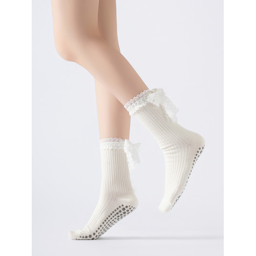 adiar蕾絲邊瑜珈襪子女防滑專業跑步運動襪中筒普拉提訓練小腿襪 adiar蕾絲邊瑜珈襪子女防滑專業跑步運動襪中筒普拉提訓練小腿襪
