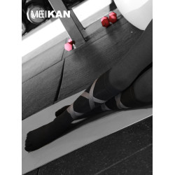 MEIKAN女士跳操瑜珈襪高長筒五指透氣防滑壓力綁帶舞蹈襪地板襪子