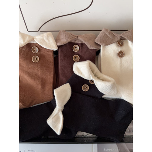 復古翻領紐釦領結襪子女ins風韓系設計襪口翻折精緻立體紐釦百搭 復古翻領紐釦領結襪子女ins風韓系設計襪口翻折精緻立體紐釦百搭