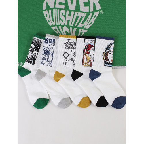 5雙裝潮襪四季款潮牌卡通嘻哈長襪子男女美式街頭嘻哈中筒襪男士 5雙裝潮襪四季款潮牌卡通嘻哈長襪子男女美式街頭嘻哈中筒襪男士