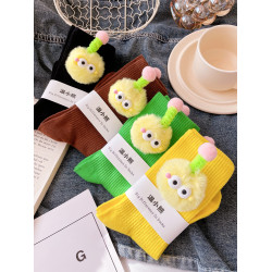 超萌天線毛毛玩偶襪子女日系可愛搞怪創意卡通娃娃中筒襪潮ins秋