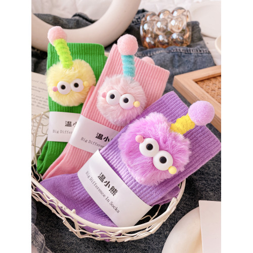 超萌天線毛毛玩偶襪子女日系可愛搞怪創意卡通娃娃中筒襪潮ins秋 超萌天線毛毛玩偶襪子女日系可愛搞怪創意卡通娃娃中筒襪潮ins秋
