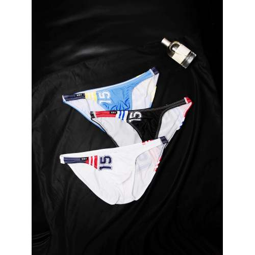 D.M男內褲 字母15性感低腰三角褲吸汗透氣夏牛奶絲冰絲薄比基尼