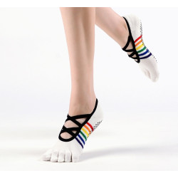 【Fivetoes】高級新款專業瑜珈普拉提五指防滑襪芭蕾交叉帶女