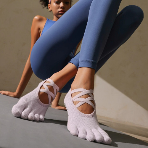 【Fivetoes原創】高級新款專業瑜珈普拉提五指防滑襪芭蕾交叉帶女