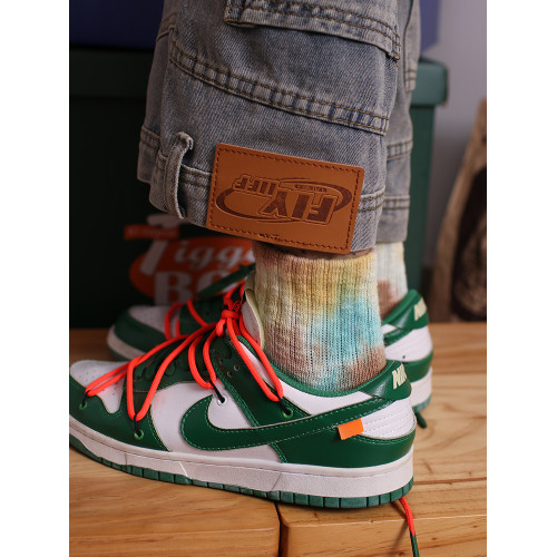 紥染漸變襪子男女小衆潮牌街頭粗針低幫短襪美式個性粗線中筒襪棉