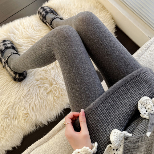 菸灰色連褲襪女秋冬季加厚加絨咖色保暖打底褲麻花紋米白色踩腳襪 菸灰色連褲襪女秋冬季加厚加絨咖色保暖打底褲麻花紋米白色踩腳襪