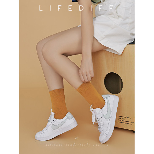 百搭女士中筒襪棉襪春秋季長襪純色襪子女學院風女生襪莫蘭迪色系