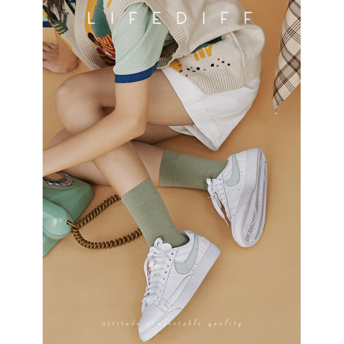 百搭女士中筒襪棉襪春秋季長襪純色襪子女學院風女生襪莫蘭迪色系