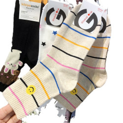 韓國glalalane襪子ins小笑臉可愛少女襪多巴胺星星桃心條紋中筒襪