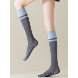 拼色瑜珈小腿襪專業防滑普拉提壓力運動襪子女春秋健身舞蹈長筒襪