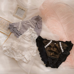 月色芭蕾~牛奶絲女士內褲可愛雛菊少女高開叉雙細邊絲滑三角褲