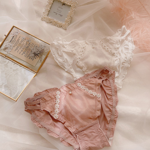 月色芭蕾~牛奶絲女士內褲可愛雛菊少女高開叉雙細邊絲滑三角褲