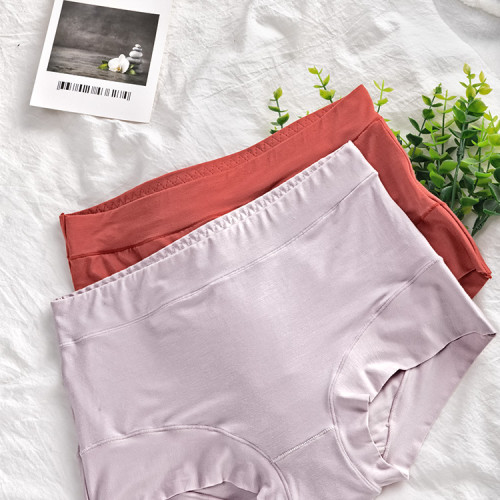 3條裝 60支莫代爾竹纖維高腰純色簡約包臀無痕大碼女士內褲三角褲