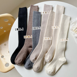 秋冬加絨燕麥色小腿襪女加厚保暖羊毛中筒襪灰色過膝襪白色長筒襪