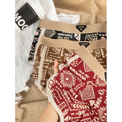 復古民族風男士內褲棉質阿瑪雅平角褲印花透氣四角褲潮流短褲底褲