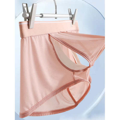 襠部側邊開口男士平角內褲冰絲太空艙分倉舒適四角透氣輕薄短褲衩