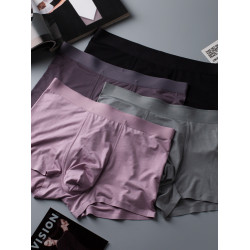 純黑色青少年內褲男士無痕莫代爾平角褲四角薄款抗菌純棉襠短褲頭