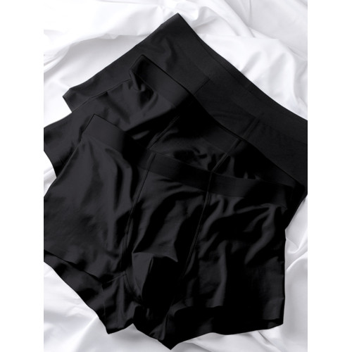 純黑色青少年內褲男士無痕莫代爾平角褲四角薄款抗菌純棉襠短褲頭 純黑色青少年內褲男士無痕莫代爾平角褲四角薄款抗菌純棉襠短褲頭