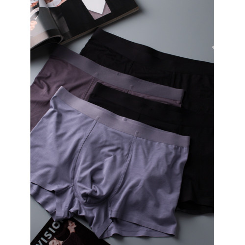 純黑色青少年內褲男士無痕莫代爾平角褲四角薄款抗菌純棉襠短褲頭 純黑色青少年內褲男士無痕莫代爾平角褲四角薄款抗菌純棉襠短褲頭