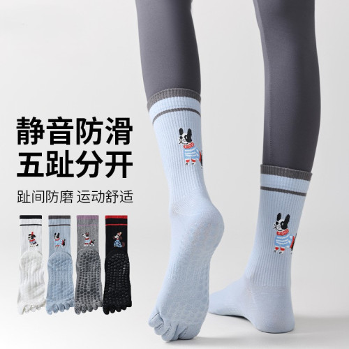 卡通圖案防滑吸汗五趾中筒襪健身運動瑜珈襪1407 卡通圖案防滑吸汗五趾中筒襪健身運動瑜珈襪1407