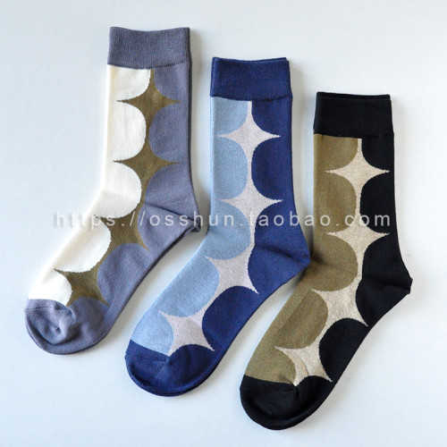 滿49 秋冬新款拼色撞色圓點中筒短襪子女日系復古棉襪小衆ins