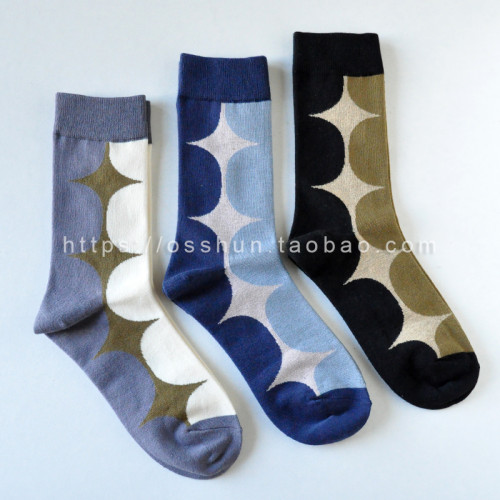 滿49 秋冬新款拼色撞色圓點中筒短襪子女日系復古棉襪小衆ins