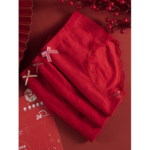 3條本命年女大紅色內褲新年婚慶純棉抗菌襠無痕中高腰透氣三角褲 3條本命年女大紅色內褲新年婚慶純棉抗菌襠無痕中高腰透氣三角褲