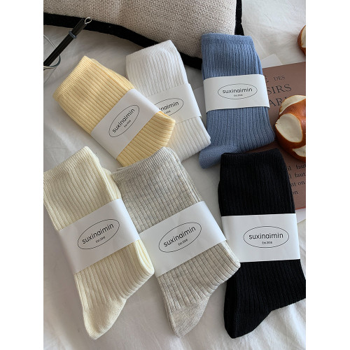 白色襪子女中筒襪春秋季款棉襪ins潮竪條紋顯瘦運動純色長堆堆襪 白色襪子女中筒襪春秋季款棉襪ins潮竪條紋顯瘦運動純色長堆堆襪