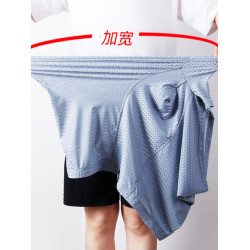 特大碼男士內褲加肥加大冰絲網孔透氣平角褲高腰寬松肥佬四角短褲