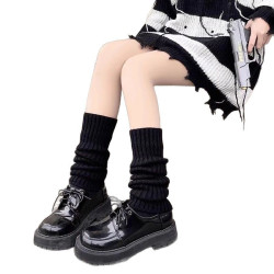 白色堆堆襪套日系女針織襪子小腿襪少女百搭穿搭腿套保暖中筒襪