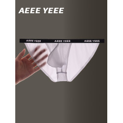 阿邑4D立體檔3D大囊袋男士內褲三角褲冰絲條紋高叉全包臀低腰速乾