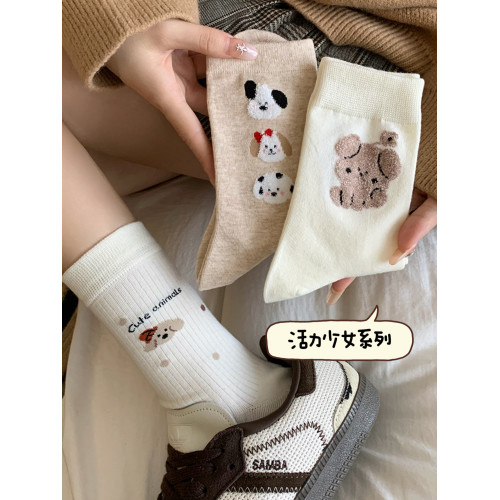 可愛卡通襪子女中筒襪秋冬季款棉襪ins潮日系小狗運動春秋長筒襪 可愛卡通襪子女中筒襪秋冬季款棉襪ins潮日系小狗運動春秋長筒襪