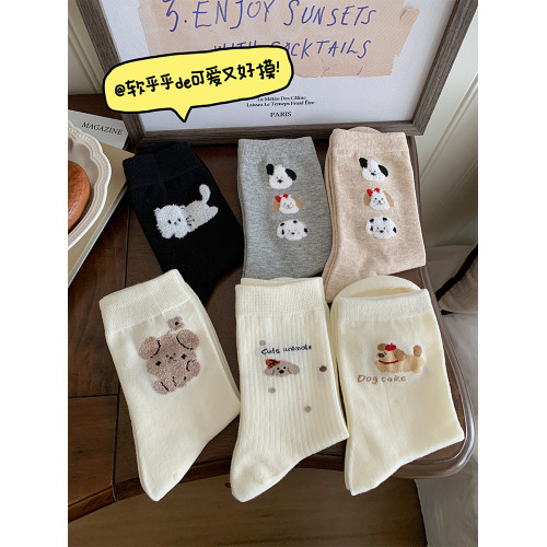 可愛卡通襪子女中筒襪秋冬季款棉襪ins潮日系小狗運動春秋長筒襪 可愛卡通襪子女中筒襪秋冬季款棉襪ins潮日系小狗運動春秋長筒襪