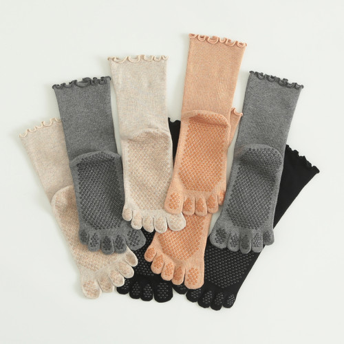 瑜珈襪女專業普拉提襪子防滑中筒分趾壓力運動健身室內五指襪 瑜珈襪女專業普拉提襪子防滑中筒分趾壓力運動健身室內五指襪