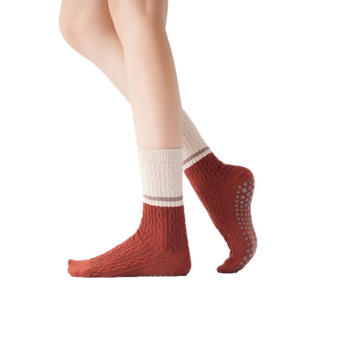 XY0867花色折釦無骨楓葉紅系列瑜珈襪女刺綉兔絨女士普拉提舞蹈襪 XY0867花色折釦無骨楓葉紅系列瑜珈襪女刺綉兔絨女士普拉提舞蹈襪