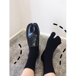 洞洞妖 分趾襪二趾襪短男女黑色中筒網紅日系兩指情侶純棉木屐襪