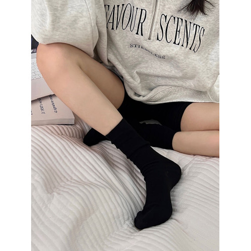 深灰色襪子女春秋款ins潮日系簡約基礎款jk竪條紋純棉中筒堆堆襪 深灰色襪子女春秋款ins潮日系簡約基礎款jk竪條紋純棉中筒堆堆襪