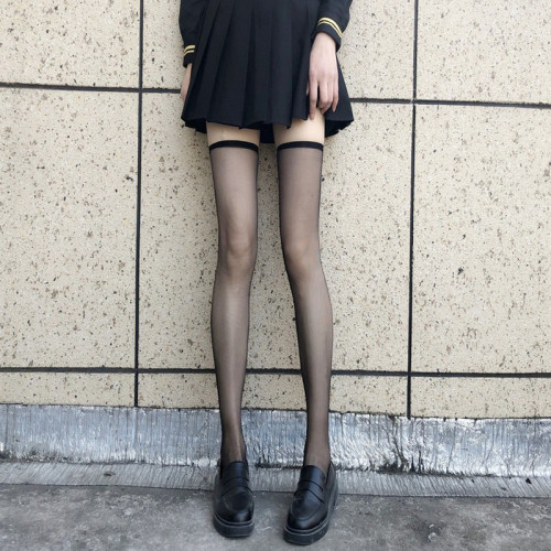 高筒過膝襪黑絲襪蕾絲夏季超薄長筒襪jk網紅超火半截防勾絲ins潮 高筒過膝襪黑絲襪蕾絲夏季超薄長筒襪jk網紅超火半截防勾絲ins潮
