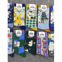 姆明亞美襪子新款女士純棉中筒襪卡通圖案森系文藝範甜美可愛潮襪